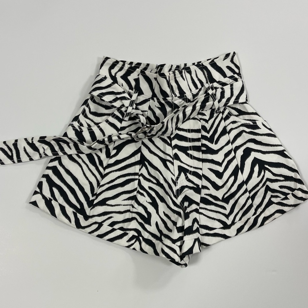 Marissa Webb Dixon Paper Bag Canvas Zebra Print Short